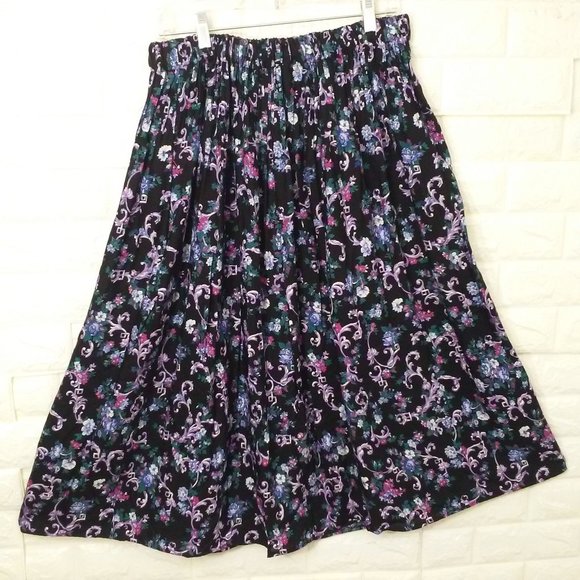 Vintage '87 Scott McClintock 2-pc Set Victorian Lace Blouse Skirt Dark Floral - Picture 11 of 12